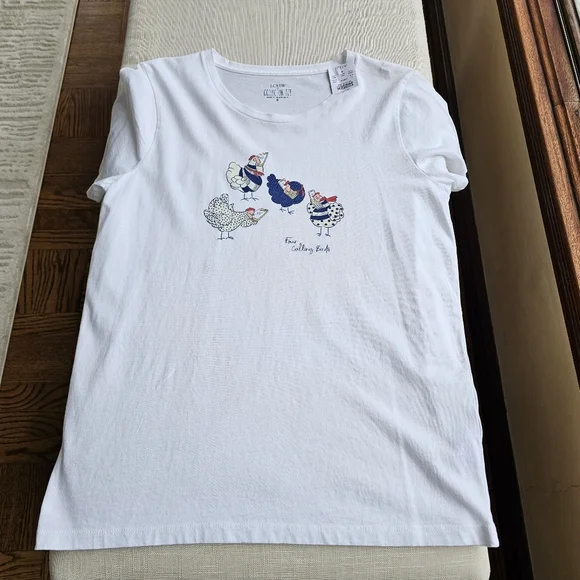 New! J Crew Sz S Short-sleeve T-Shirt Four Calling Birds Cotton Tee NWT - Picture 3 of 12